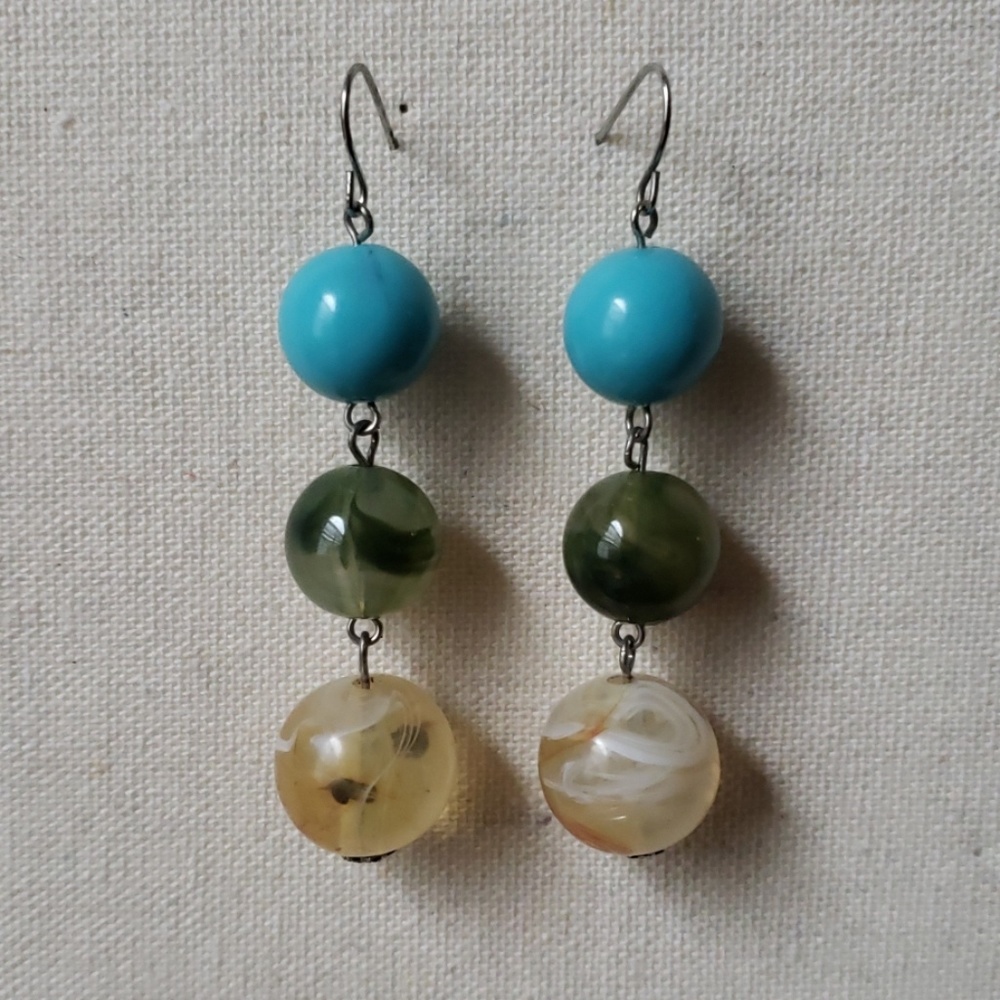 Turquoise and green ball shaped earrings